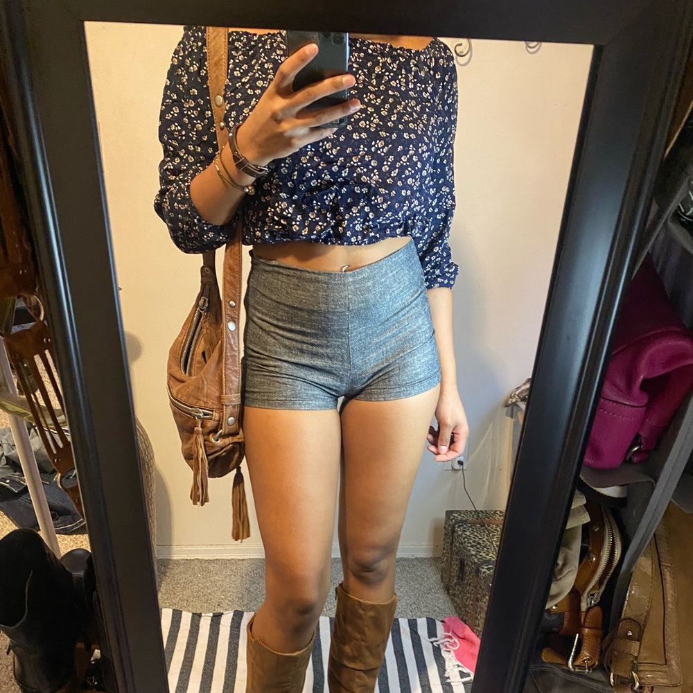 Brandy Melville Blue Polka Dot Crop Top
